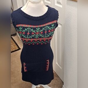 Energie Blue Sweater Dress With Embroidered Kangaroo Pocket   Size S